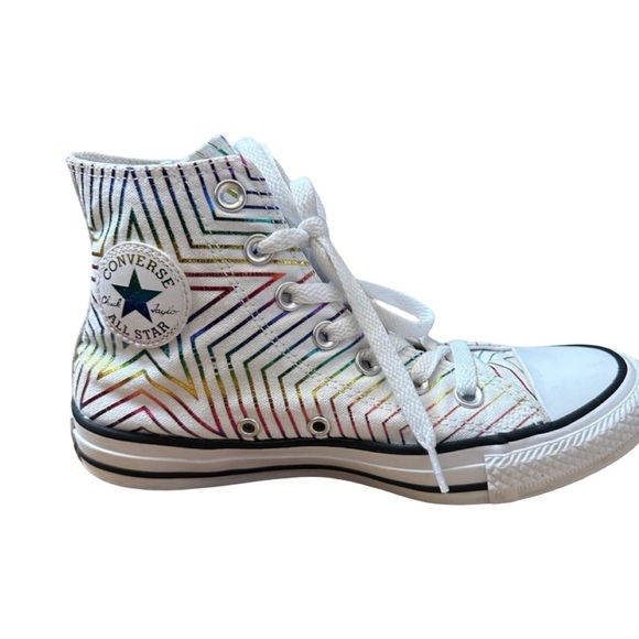Converse Exploding Star Chuck Taylor High Top All Star Women’s 6 rainbow GUC - Picture 3 of 10